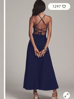 Maeve Navy Blue Crisscross Back Maxi Dress